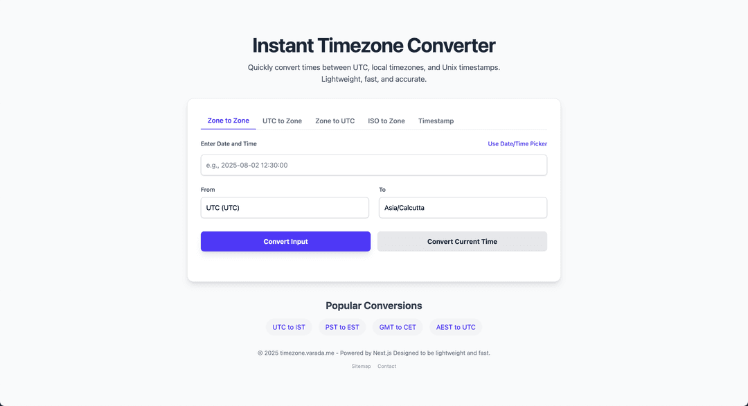TimeZone Converter Screenshot